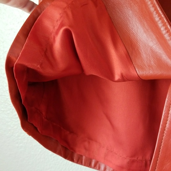 Freaking Rad Orange Vintage Leather Skirt - Picture 4 of 8